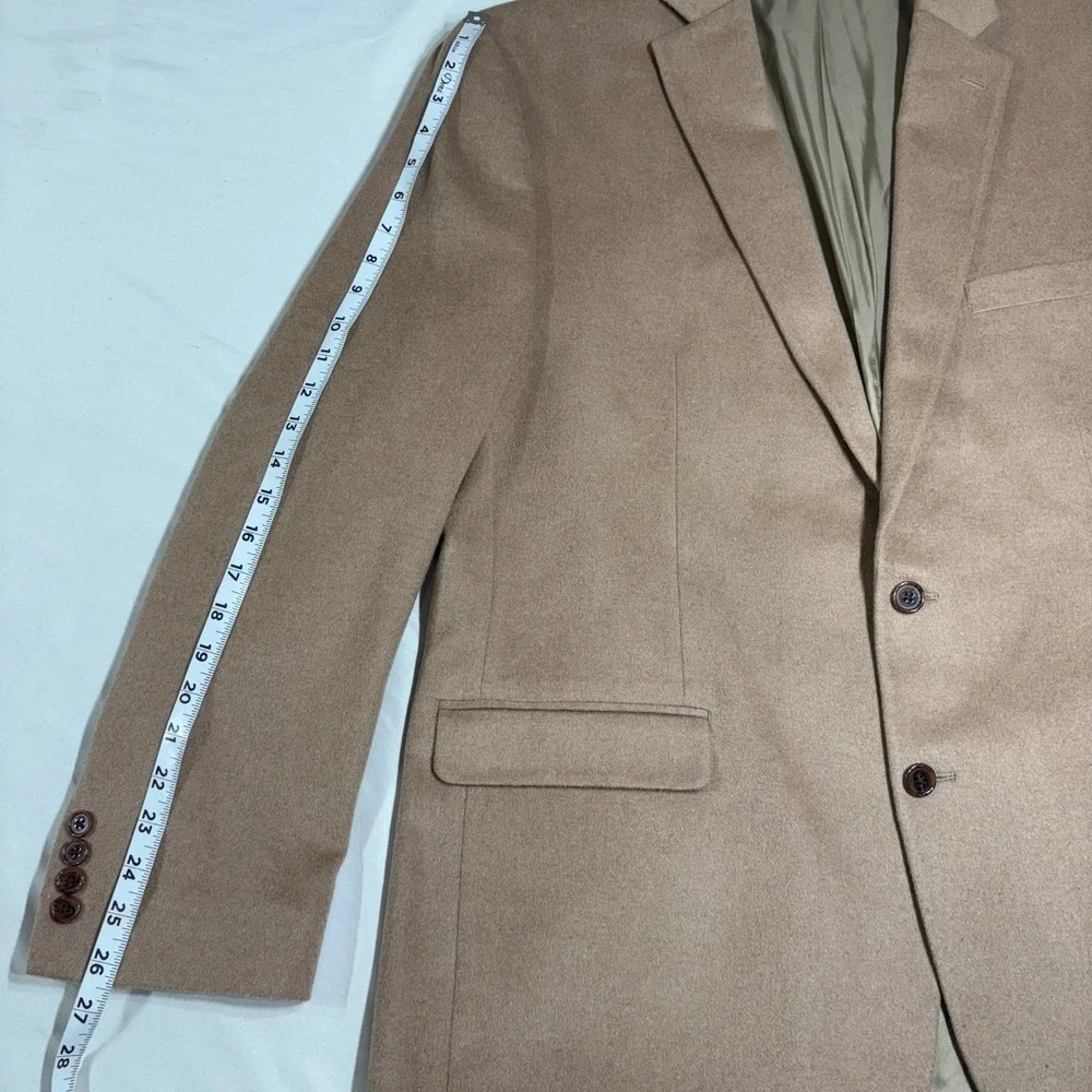 Lauren Ralph Lauren Blazer Mens 48L Tan Wool Silk Cashmere Sport Coat Luxury